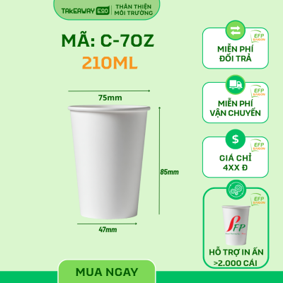 Ly giấy 7oz – 210ml (Ly giấy dùng nóng/lạnh)